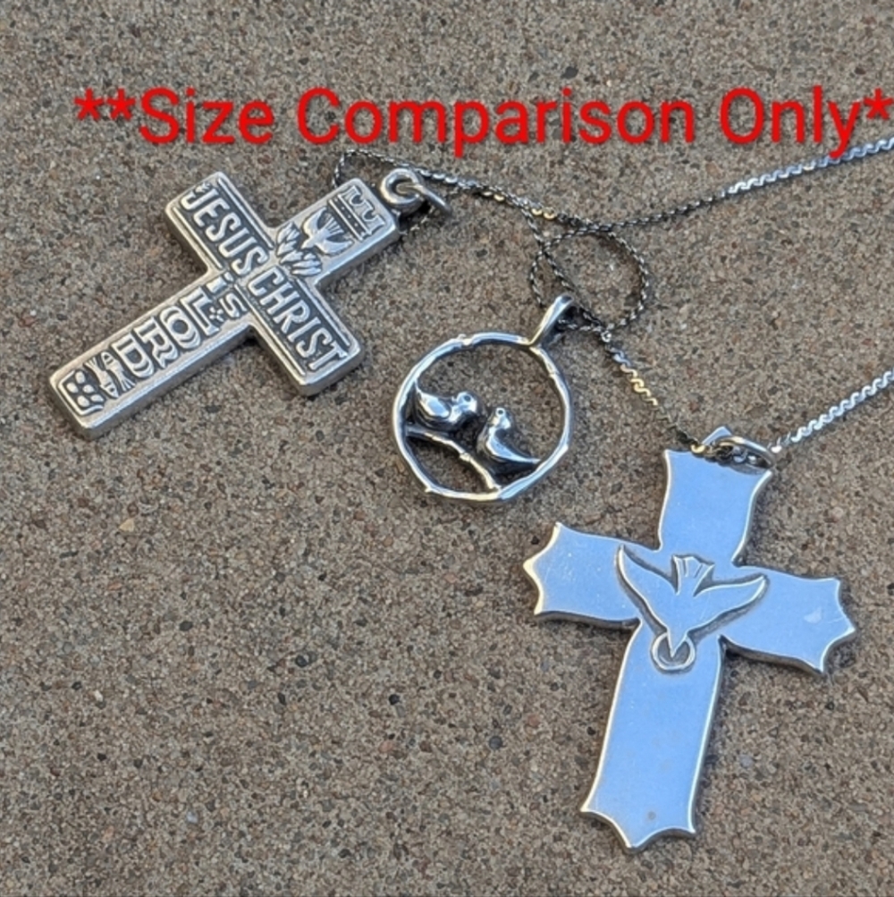 Rare-Retired James Avery Sterling Descending Dove Holy Spirit Cross Pendant - Picture 11 of 11